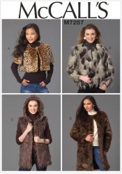 7257 MCCALLS  FAUX FUR SHRUG, JACKET, VEST, COAT SLEEVES OR NOT PATTERN LG-XL OR XS-MED UNCUT